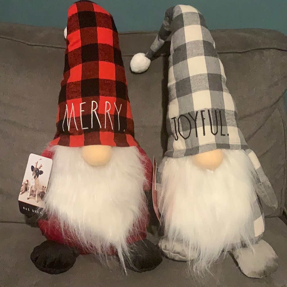 Set of 2 Rae Dunn Buffalo check Christmas Gnomes!